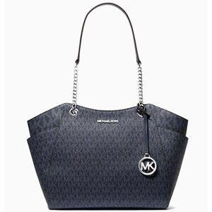 New Michael Kors Jet Set Large Signature Logo Shoulder Bag Admiral